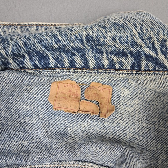 Vintage Levis Denim Trucker Jacket Mens Large‎ Blue Acid Washed USA 70507 0510 - Picture 14 of 16